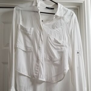 Diesel studded button up cropped white shirt